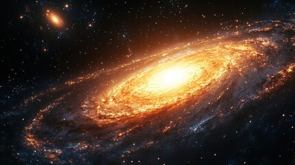 Obraz premium A spiral galaxy glows brightly in the vastness of space.