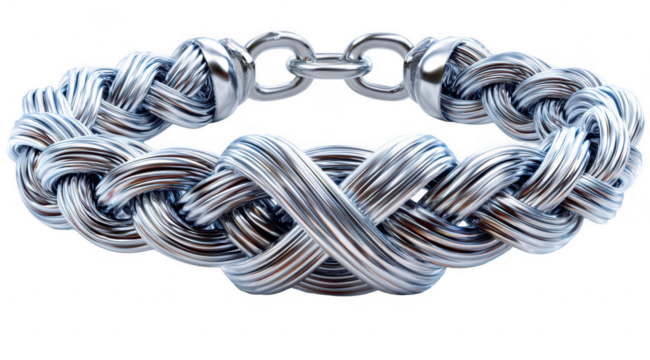 Silver braided bracelet, intricate design