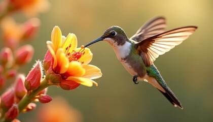 Fototapeta premium Hummingbird and Flower Nectar