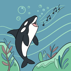 vector illustration of a whale