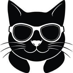 funny ginger cat wearing sunglass silhouette vector
