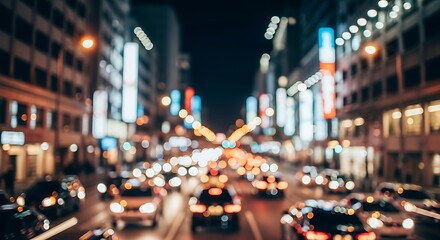 Night City Lights A Fully Blurred, Blurred Cityscape at Night