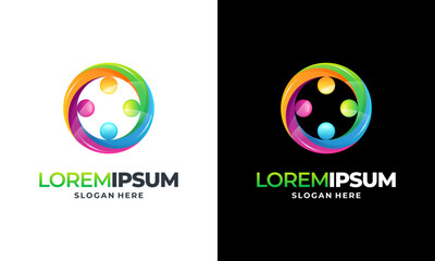 Modern community logo template designs vector illustration, Caring logo template designs, World Care logo symbol