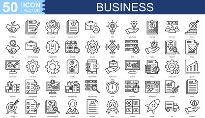 Business icon collection set. Containing Idea, opportunity, financial, consumer, Mission, deal icon