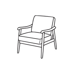 Simple Line Drawing of a Mid-Century Modern Armchair