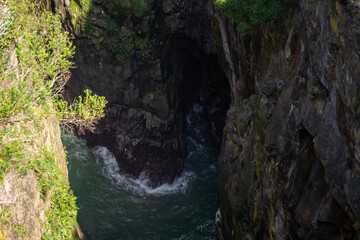 Narrow Gorge with Turbulent Water Flowing Through