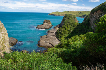 Scenic Coastal View with Turquoise Waters and Rocky Cliffs