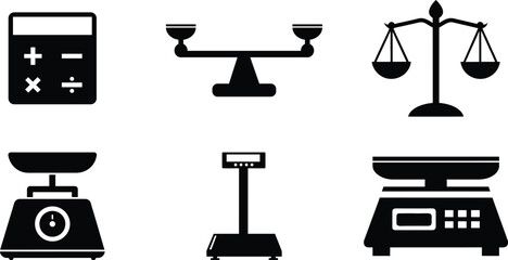 Vector Measuring and Weighing Devices Icons Bundle on Transparent Background
