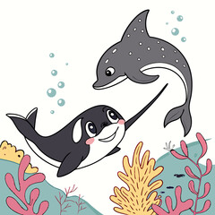 shark and fishes