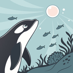 vector illustration of a cartoon whale