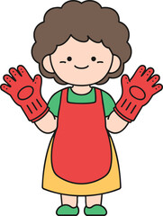 a woman in rubber gloves