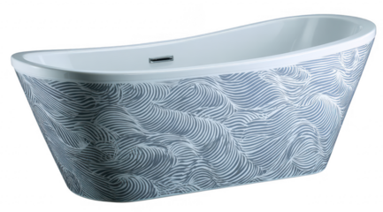 Modern, stylized bathtub with wave pattern