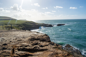 Scenic Coastal View with Rocky Cliffs and Waves