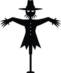 Spooky scarecrow halloween silhouette illustration