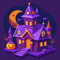haunted house with pumpkin