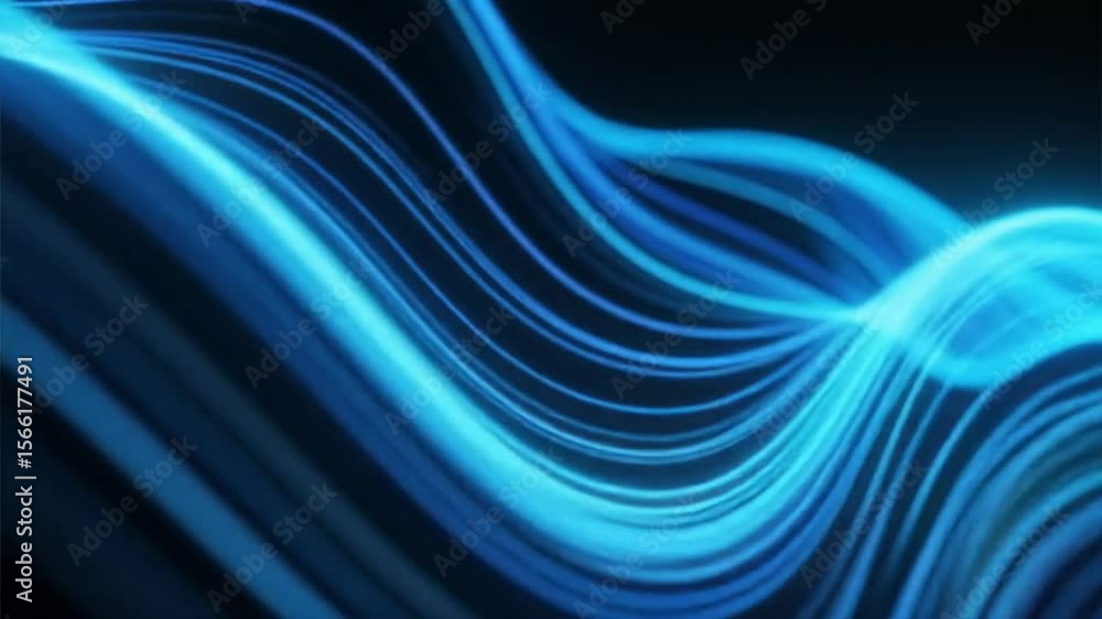 Poster abstract 3d glowing blue waves flow gracefully in motion, suitable for futuristic background animati