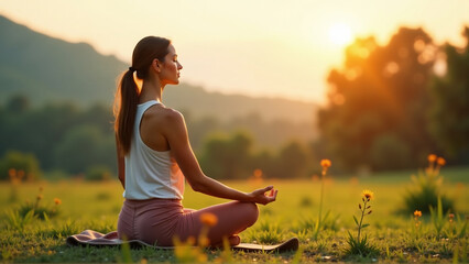 An image of a person practicing self-care activities, such as meditation, yoga, or spending time in nature, promoting mental wellbeing.