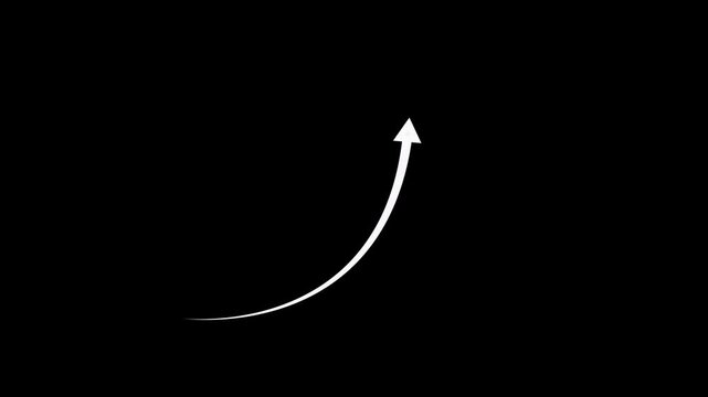 arrow icon rising transparent channel. Abstract arrow growth chart of  icon red color animated down to up arrow animation direction animation.