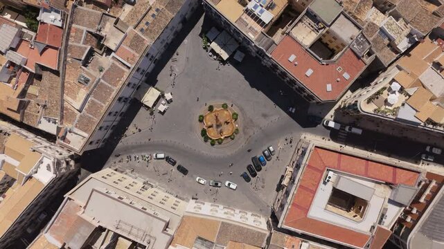 descending towards Fountain of Diana in Piazza Archimede in Siracusa Sicily