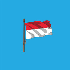ilustration vector of the Indonesian flag is flying