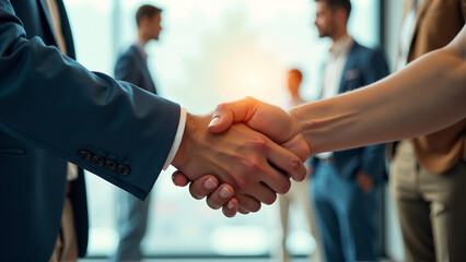An image representing the concept of conflict resolution, such as people engaged in dialogue or a symbolic handshake.