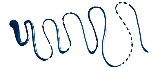 Bright blue watercolor or ink stains with watercolor marks. Brush strokes and watercolor splashes set on transparent background.