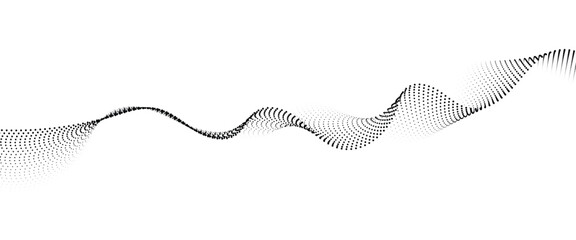 Flowing Dot Wave halftone gradient pattern on transparent background	