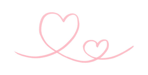 Pink heart drawn with ink on transparent background.
