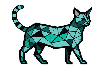 Artistic tabby cat mosaic tile design with vibrant colors