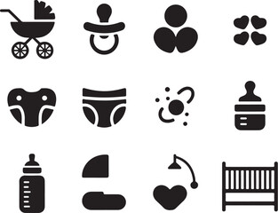 Baby Pacifier Bottle Icons Bundle

