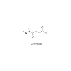 Daminozide skeletal structure. Plant growth regulator compound schematic illustration. Simple diagram, chemical formula.