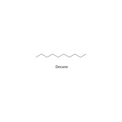 Decane skeletal structure. Alkane compound schematic illustration. Simple diagram, chemical formula.