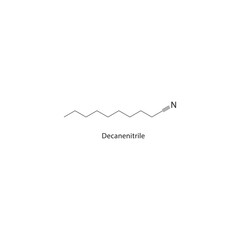 Decanenitrile skeletal structure. Nitrile compound schematic illustration. Simple diagram, chemical formula.