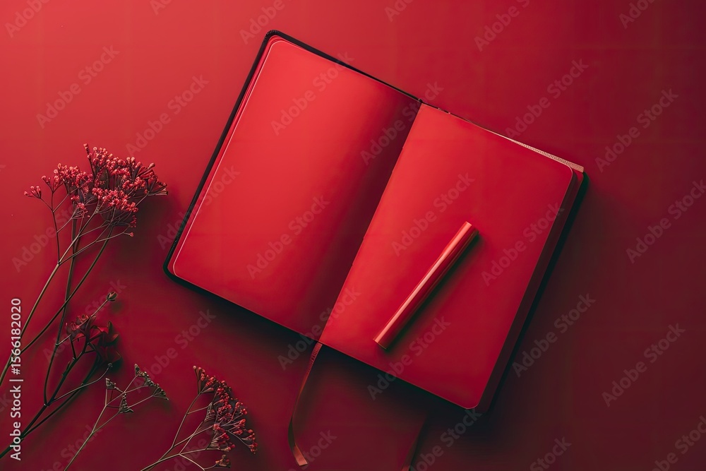 Aufkleber a red notebook with a red paper on it that says quot the word quot on it
