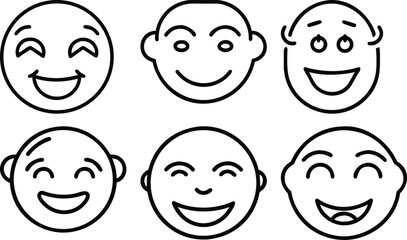 Smile line art vector icon set