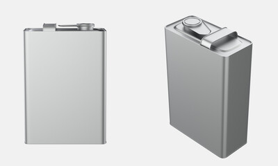 Glossy Oil Tin Can Mockup Isolated On White Background. 3d illustration