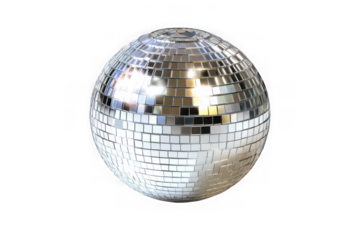 Shiny disco ball, mirror ball, party ball, nightclub ball, dance ball, celebration, isolated on transparent background