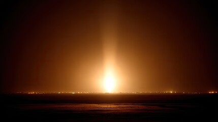 Intense Orange Light Beam at Night