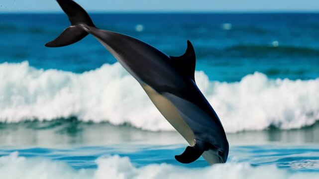 Joyful Spinner Dolphins Leaping Through Vibrant Ocean Waves