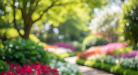 Blurred Garden Path A Fully Blurred Dream of Spring Flowers