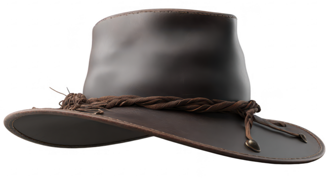 Dark brown leather outback hat