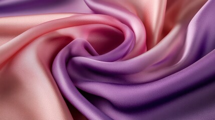 Obraz premium Swirling ombre silk fabric in pink and purple hues.