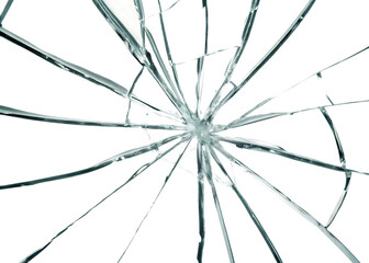 Shattered glass radial pattern isolated on a transparent background