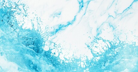 Blue water splash on marble textured background