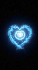 Obraz premium Celestial Heart Nebula: Glowing Blue Heart-Shaped Cosmic Cloud in Starry Night Sky, Abstract Romantic Space Background, Digital Art, Fantasy, Love, Universe, Galaxy, Science Fiction
