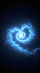 Celestial Spiral Galaxy: A Stunning High-Resolution Image of a Bright Blue Spiral Galaxy Against a Starry Black Background, Perfect for Science Fiction, Space Exploration, and Astronomy Themes.