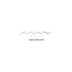 trans-2-Decene skeletal structure. Alkene compound schematic illustration. Simple diagram, chemical formula.