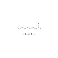 3-Decen-2-one skeletal structure. Ketone compound schematic illustration. Simple diagram, chemical formula.