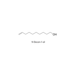 9-Decen-1-ol skeletal structure. Alcohol compound schematic illustration. Simple diagram, chemical formula.