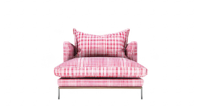 Pink plaid armchair, modern style